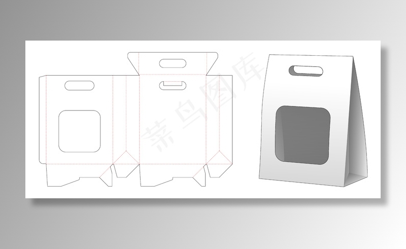 窗式模切模版纸袋包装设计eps,ai矢量模版下载
