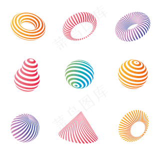 五彩圈圈条纹元素下载