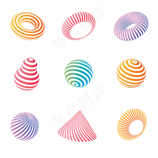 五彩圈圈条纹元素下载