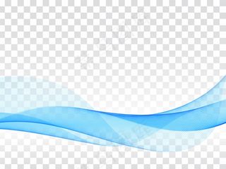 优雅的蓝色波浪流动透明背景向量