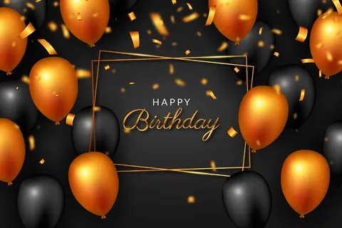 生日快乐橙色和黑色气球 生日快乐橙色和黑色气球