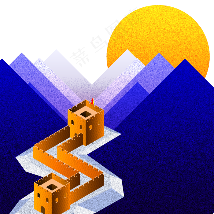 纪念碑谷风长城望月(2000X2000(DPI:300))ai矢量模版下载