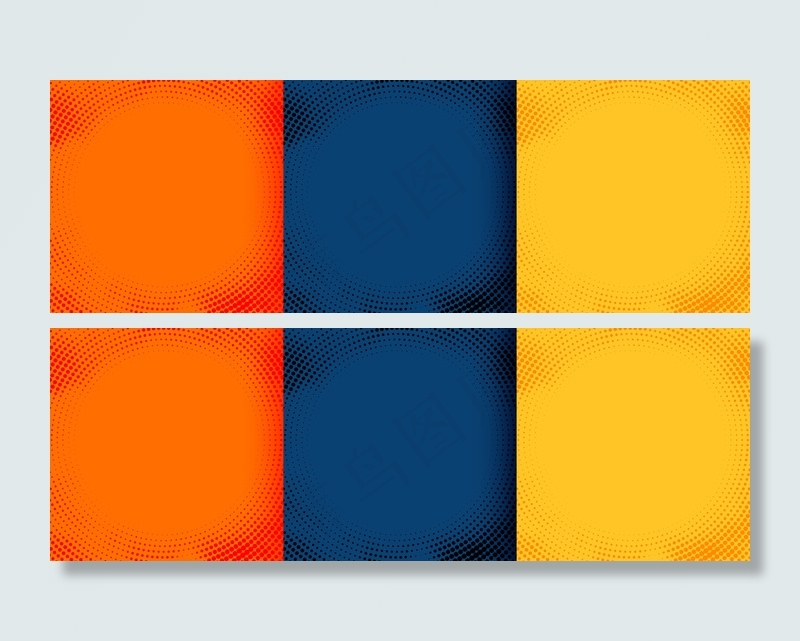 以橙蓝色和黄色设置的明亮半色调背景