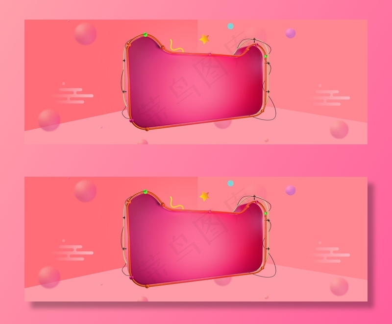 立体几何扁平双十一红色背景