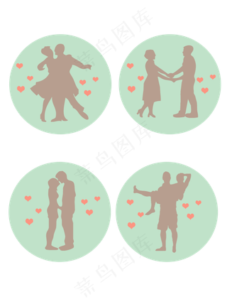 七夕情侣剪影元素可商用元素