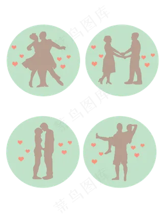 七夕情侣剪影元素可商用元素