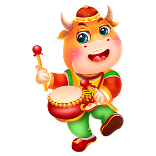 2021新年春节过年喜庆牛年小牛