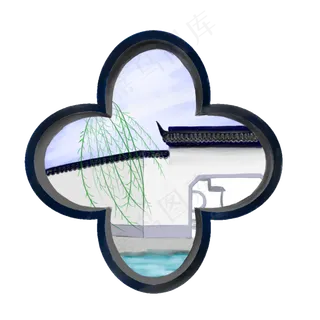 手绘中国风建筑图案