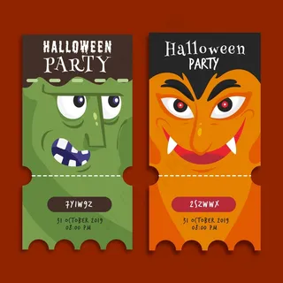 平面设计万圣节门票模板