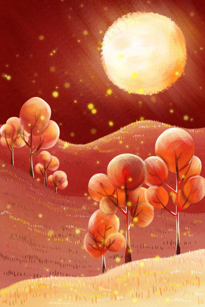 中秋节满月秋季金秋佳节(3545*5315px 300 dpi )psd模版下载