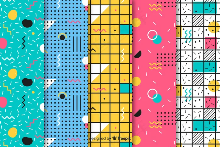 缤纷孟菲斯图案系列eps,ai矢量模版下载