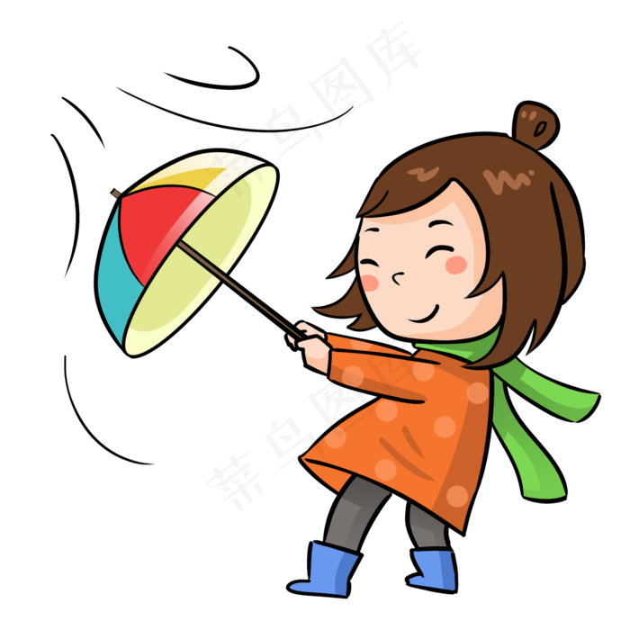 秋分秋季秋风卡通女孩人物插画