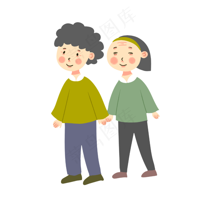 手绘卡通可爱重阳节老人