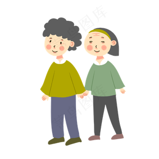 手绘卡通可爱重阳节老人