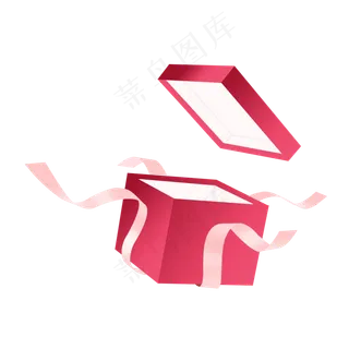 七夕节红色粉色丝带礼盒装饰图案