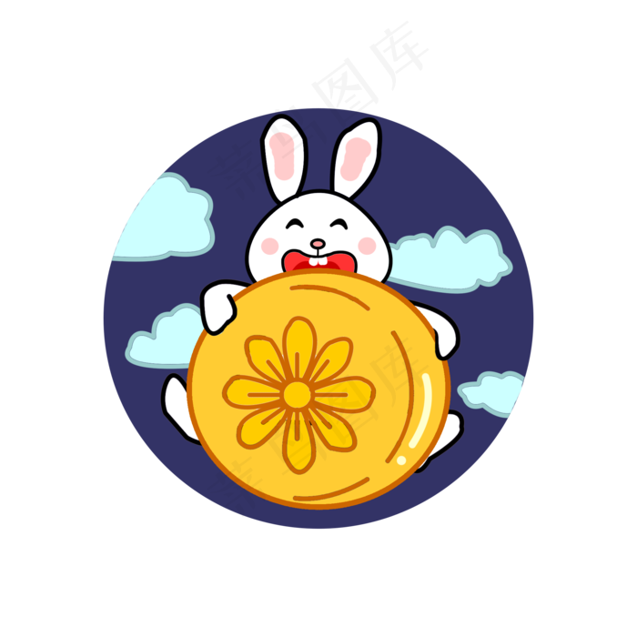 中秋节月兔吃月饼