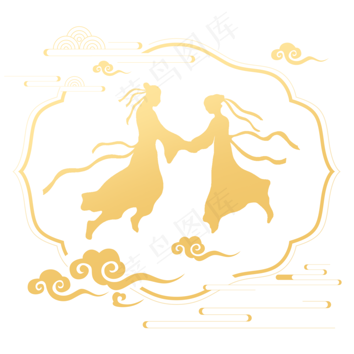 七夕牛郎织女底纹(2000X2000(DPI:72))psd模版下载