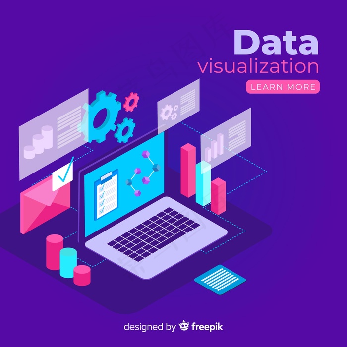 等轴测数据可视化元素背景