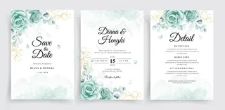 婚礼请柬模板套水彩画桉树