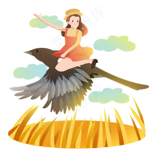 节气立秋窗户看风景女孩素材