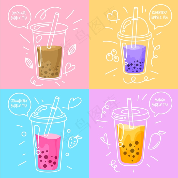 手绘设计泡茶口味