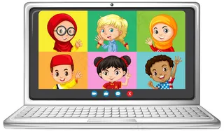 白色笔记本电脑上的学生视频聊天在线屏幕