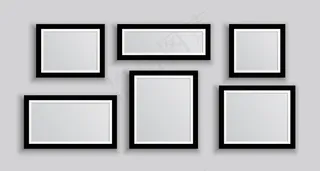 六个不同尺寸的壁挂相框