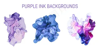 紫色和粉红色阴影墨水背景，湿液体