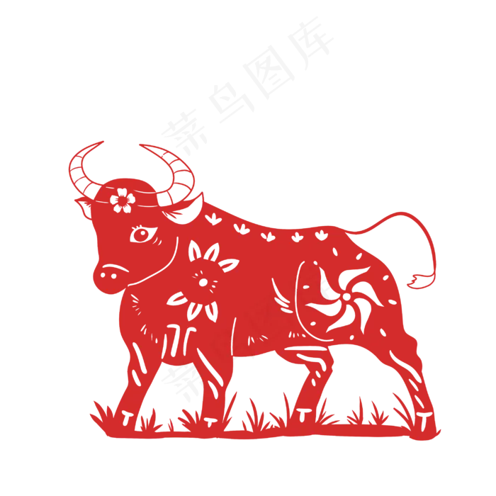 2021牛年剪纸(3000X3000(DPI:299))psd模版下载