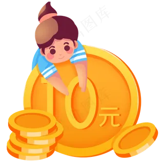 趴在钱币上女生夸张