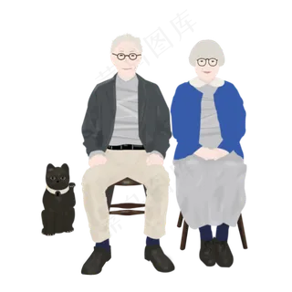 七夕节老头老婆婆情人节透明底图