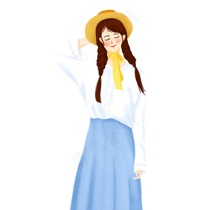 手绘卡通秋天的女孩(3000X3000(DPI:300))psd模版下载