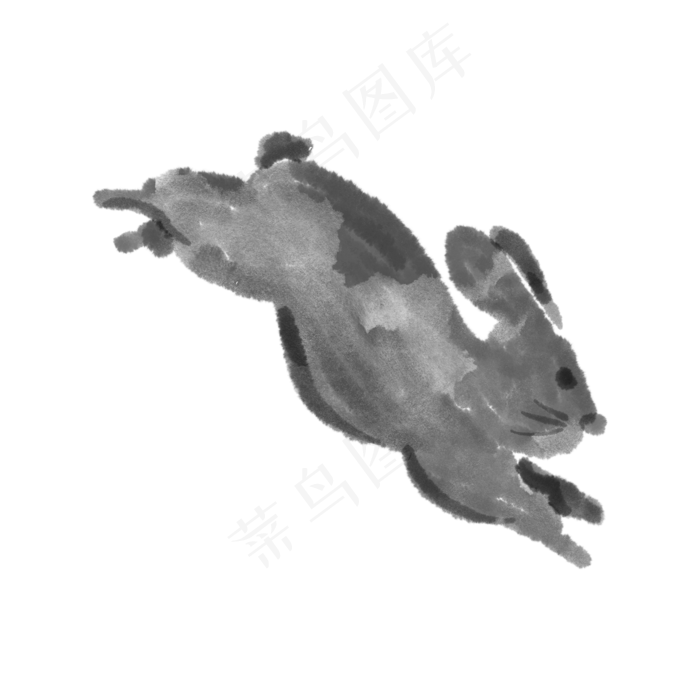 水墨中秋节微笑可爱月兔