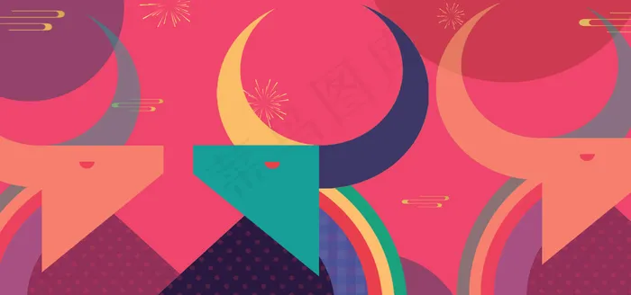 新年牛头撞色(1920*900px 	       )psd模版下载