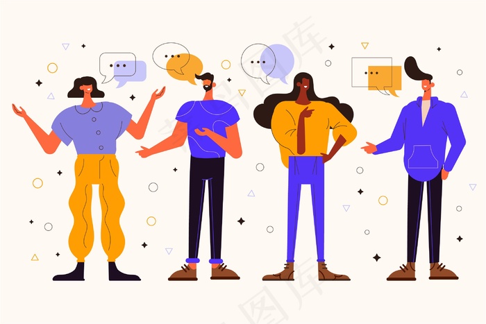 人们说话的平面插图