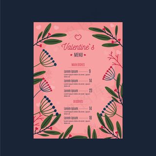 平面情人节菜单模板