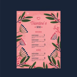 平面情人节菜单模板