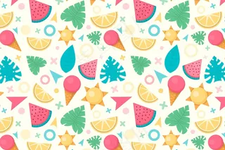 丰富多彩的夏季图案背景，便于放大