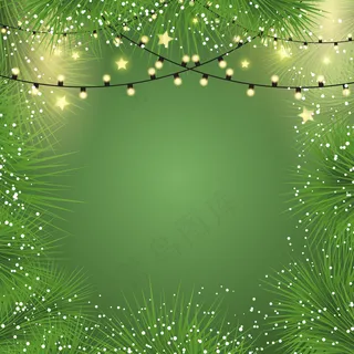 圣诞背景灯和冷杉树枝 圣诞背景灯和冷杉树枝