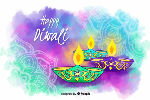 快乐排灯节水彩背景