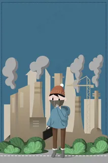 矢量手绘空气污染雾霾 矢量手绘空气污染雾霾