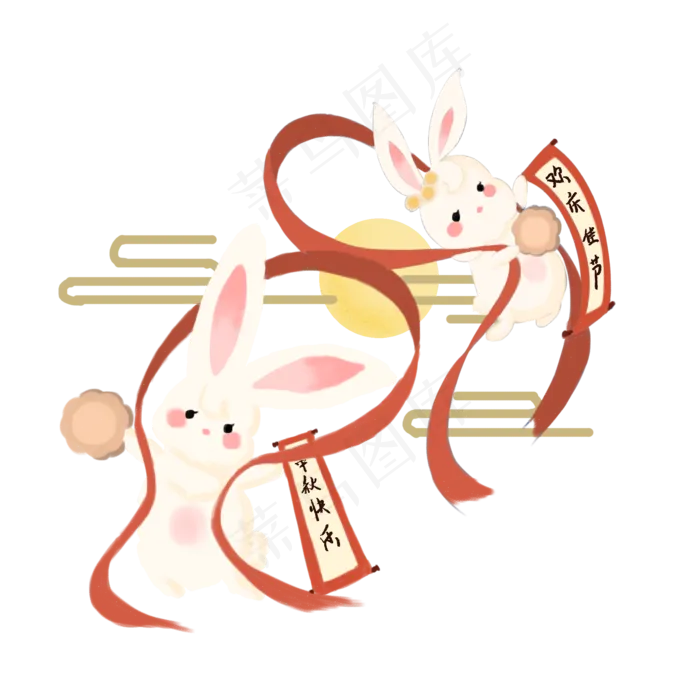 中秋中秋节玉兔兔子八月十五月饼(2000X2000(DPI:300))psd模版下载