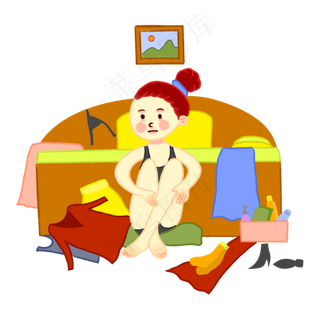 手绘卡通双十一购物少女