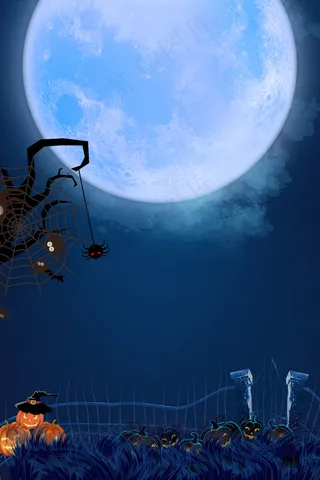 万圣节蜘蛛网僵尸血迹古堡幽灵