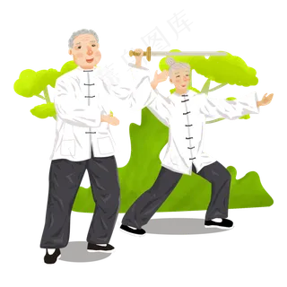 公园里打太极的老人家