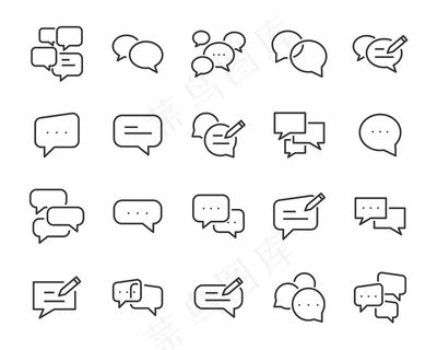 一组语音气泡图标，如talk、chat