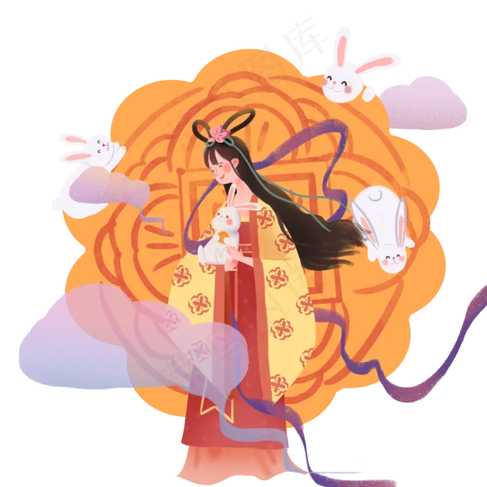 中国八月十五中秋嫦娥仙子玉兔(3500X3500(DPI:300))psd模版下载