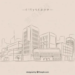 素描现代城市背景
