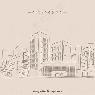 素描现代城市背景