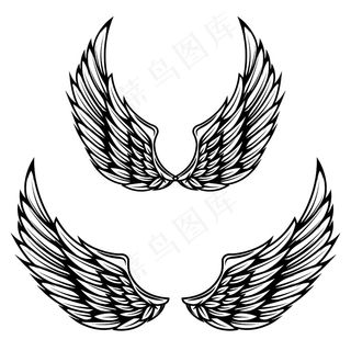 白色背景的复古翅膀。标志，标签，徽章，标志，商标的要素。